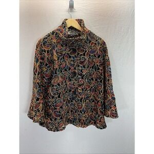 Damee Inc Mesh Jacket Women Y2K Artsy Designer Fairycore Floral Sz XL Colorful